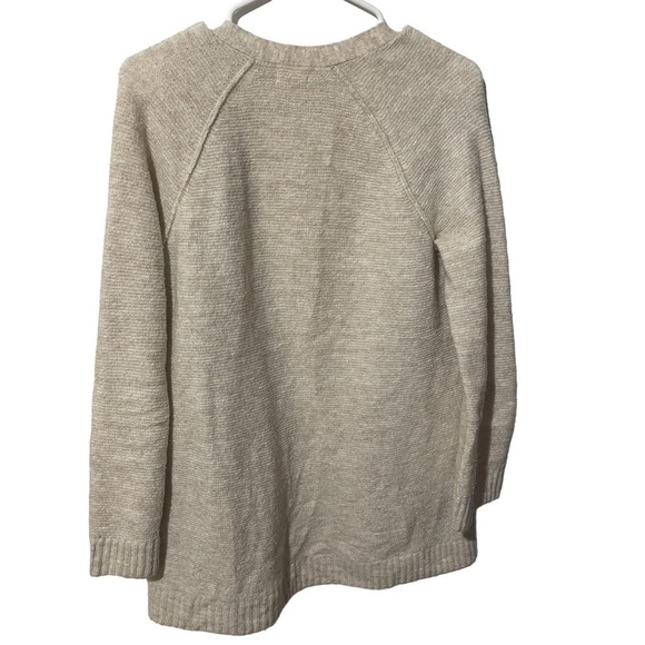 Caslon Off White Cream Waffle Knit Open Front Cardigan w/Pockets - Picture 3 of 4